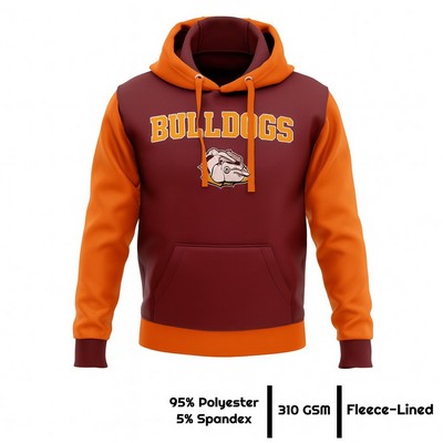 Full Color Fleece-Lined Kangaroo Hoodie 310G Unisex
