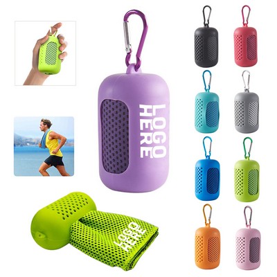 Ice Cooling Towel w/ Silicone Case & Carabiner