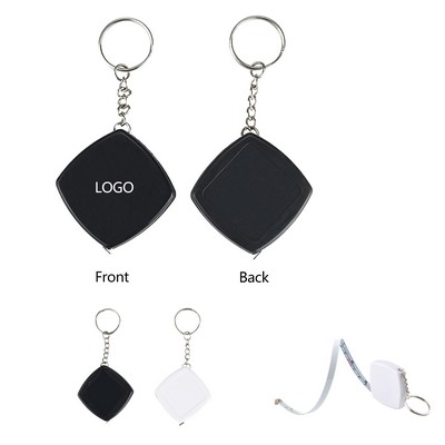 2M/6' Square Steeless Pocket Measuring Tape With Keychain