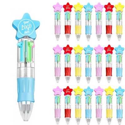 Five Pointed Star Four-Color Press Ballpoint Pen