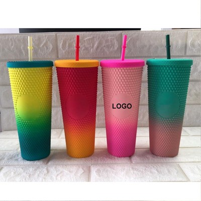 Double Plastic Straw Cup