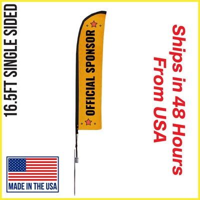 16.5' Straight Flag - Single Sided w/Spike Base - Made in the USA