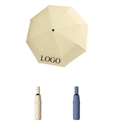 Auto Open Close Blackout Pongee 8 Ribs 3 Fold Umbrella With Manual Retraction