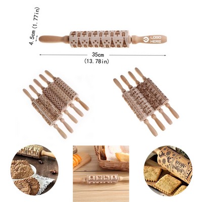 Embossed Message Wooden Rolling Pin