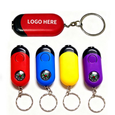 LED Flashlight Compass Keyring