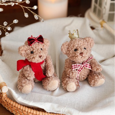 ini Teddy Bear Hanging Ornament Plush Christmas Doll Charm Bear Figurine Pendant