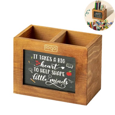 Writable Wooden Blackboard Pen Holder
