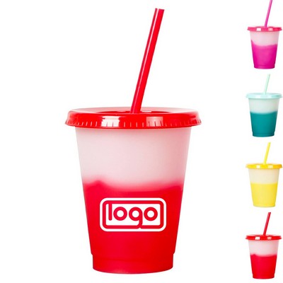 12oz Color Changing Plastic Straw Cup