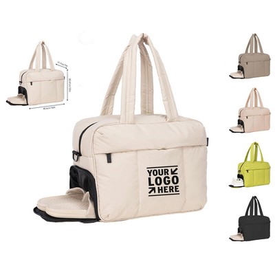 Women Large Puffer Tote Gym Weekender Overnight Travel Lightweight Duffel Bag