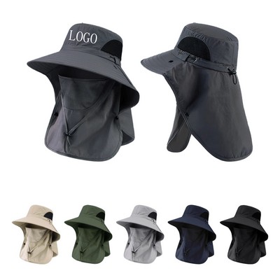 Wide Brim Sun Hat w/ Face Cover & Neck