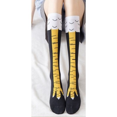 Funny Chicken Claw Over Knee Socks Novelty Ostrich Pattern Long Tube Socks