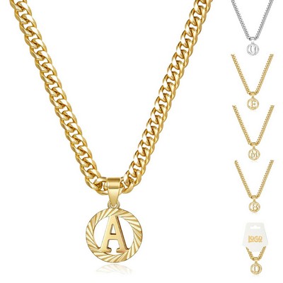 14K Gold Plated Hollow Round 26-Letter Necklace