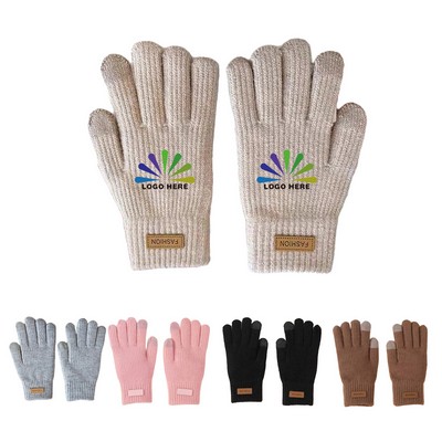 Full Color Knit Stretchy Gloves with Touchscreen Fingers