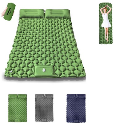 Double Sleeping Pad with Built-in Pillow for Camping