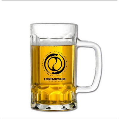 15OZ Crystal Clear Durable Glass Beer Mug w/ Comfort Grip Handle
