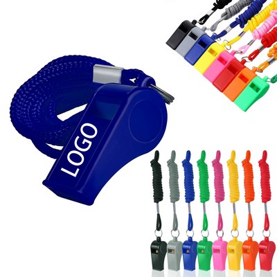 Sports Plastic Whistles with Lanyards