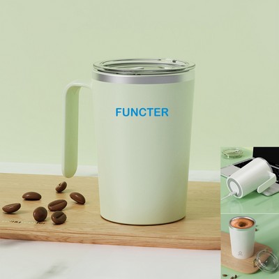 12 Oz. Stainless Steel Coffee Automatic Stirring Cup Coffee Mug Handle Cup