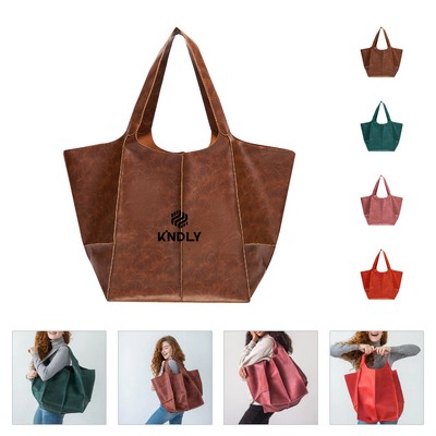 PU Large capacity wax peel ancient oil tote bag