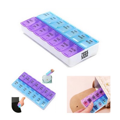 Double Row 14 Compartment Pill Box