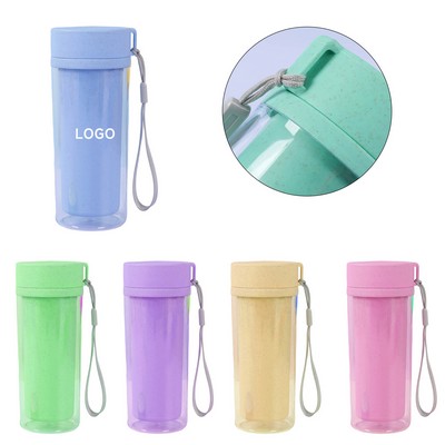 10oz Double Wall Wheat Straw Water Bottle with Carry Loop