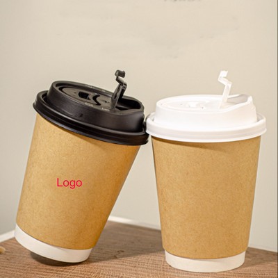 12Oz Double Wall Insulated Paper Coffee Cup W/ Lid