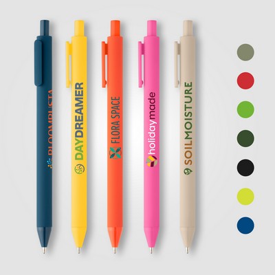 Bloom Recycled Plastic Retractable Soft Touch Pen - Full-Color Inkjet