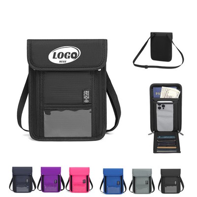 RFID Blocking Passport Holder Neck Wallet