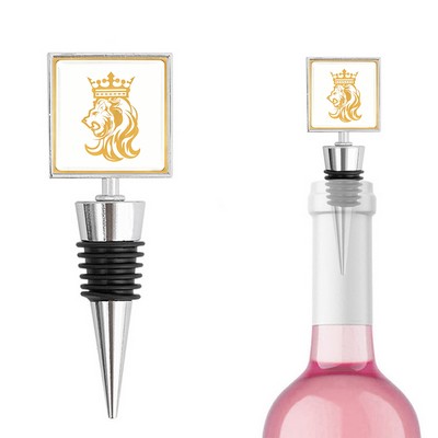 Square Resin Sticker Metal Wine Stopper