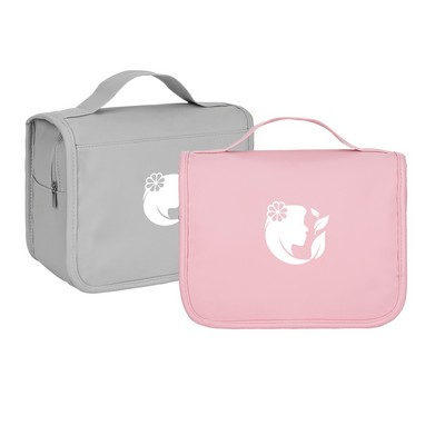 600D PU Leather Waterproof Hanging Toiletry Bag