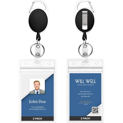 ID Badge Holders with Clip and Keyring