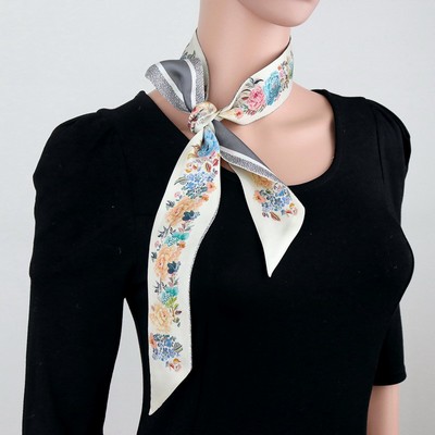 Custom 47.2" x 2.4" 100% Silk Purse Scarf Twill Silk Ribbons Head Wrap