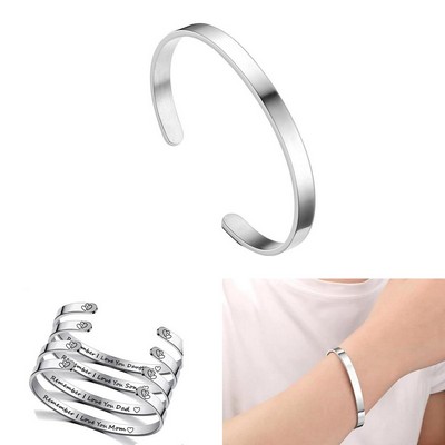 C Shaped Adjustable Stainless Steel Bracelet