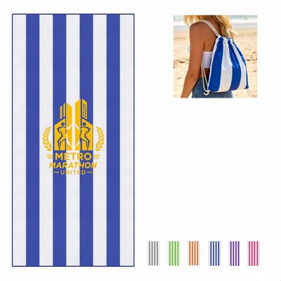 Microfiber Portable Striped Beach Towel, 30" x 70"