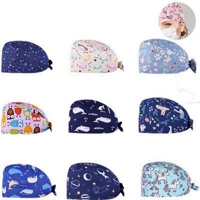 Medical Nurse Scrub Cap With Buttons