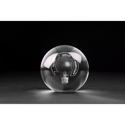 Sphere Shape Crystal Award w/Flat Bottom (4" Diam.)