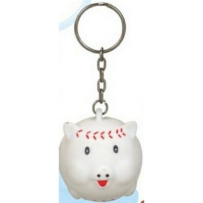 Rubber Baseball Pig Key Chain