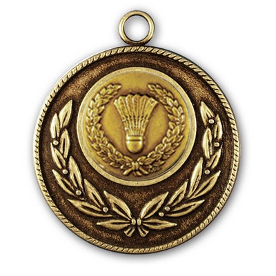 Stock Classic Wreath With Rope Edge 2" Medal- Badminton