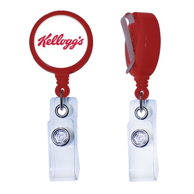 Badge Reel - Economy - Steel Slide Clip Back - Red