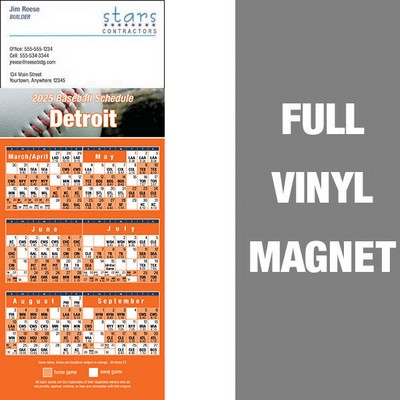 Detroit Pro Baseball Schedule Vinyl Magnet (3 1/2"x8 1/2")