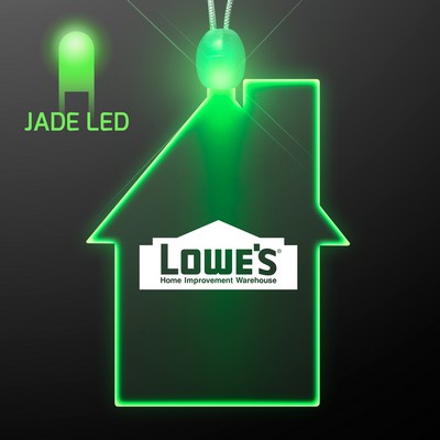 Imprinted House Light Up Necklace with Green LED - PRINTED