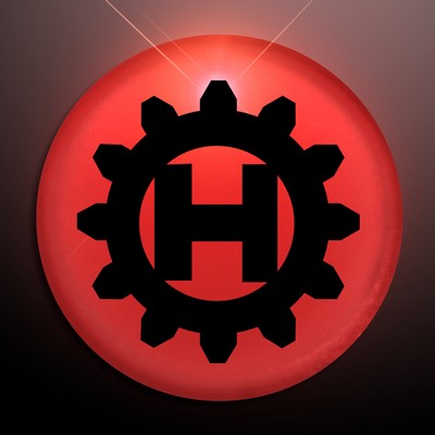 Red LED Frosted Circle Badge with Safety Pin - PRINTED
