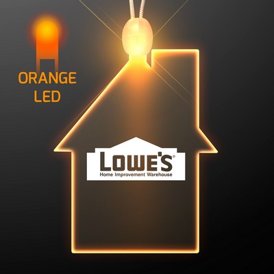 Imprinted House Light Up Necklace with Amber LED - PRINTED