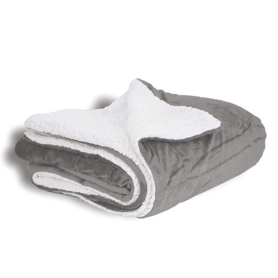 Grey Oversized Sherpa Blanket