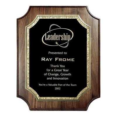 Black with Gold Florentine on Notched Corner Genuine Walnut