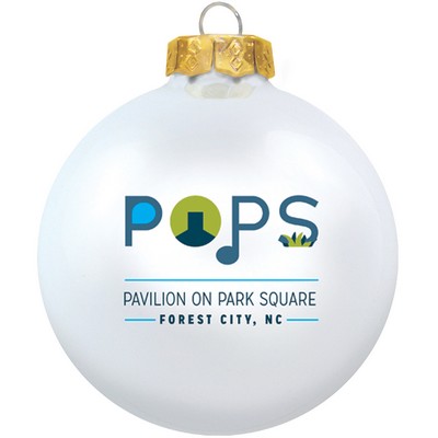 Gloss White Candy Glass Ball Ornament 80 Mm