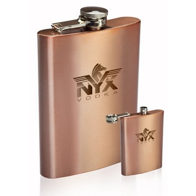 8 Oz. Copper Coated Hip Flasks