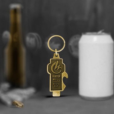 Custom 2-in-1 Can and Bottle Key Chain w/Side Opener (Econo)