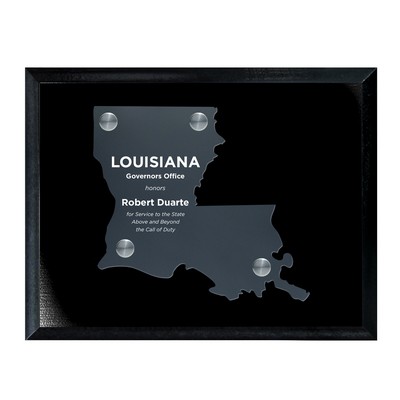 Frosted Acrylic LA State Cutout on Black Plaque