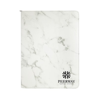 Zipper Leatherette Portfolio (White Marble/Black)