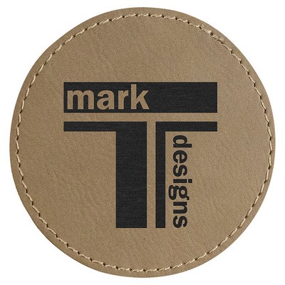 3" Diameter Round Patches, Light Brown Laserable Leatherette